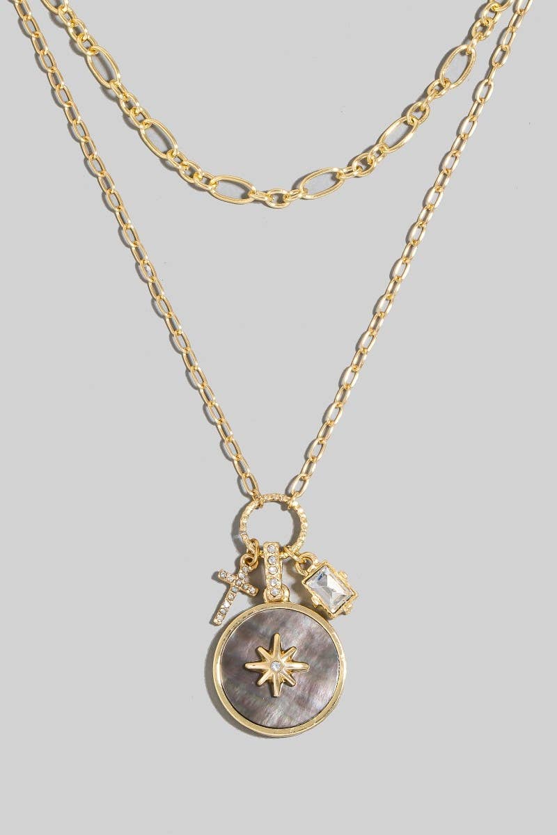 Abalone North Star Coin Pendant Necklace