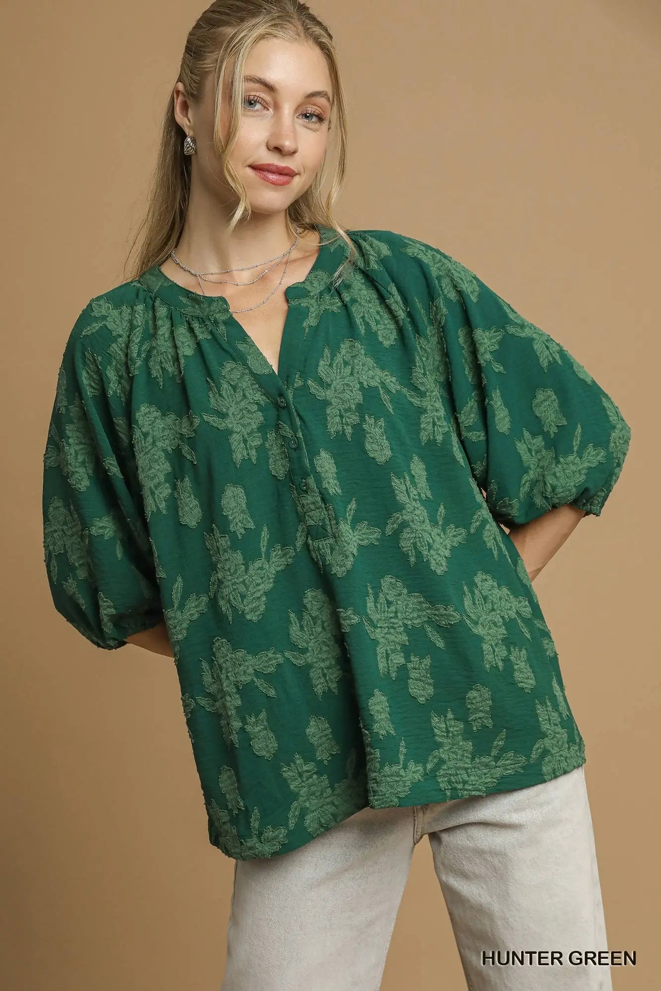 Ivy Green Floral Burnout Top