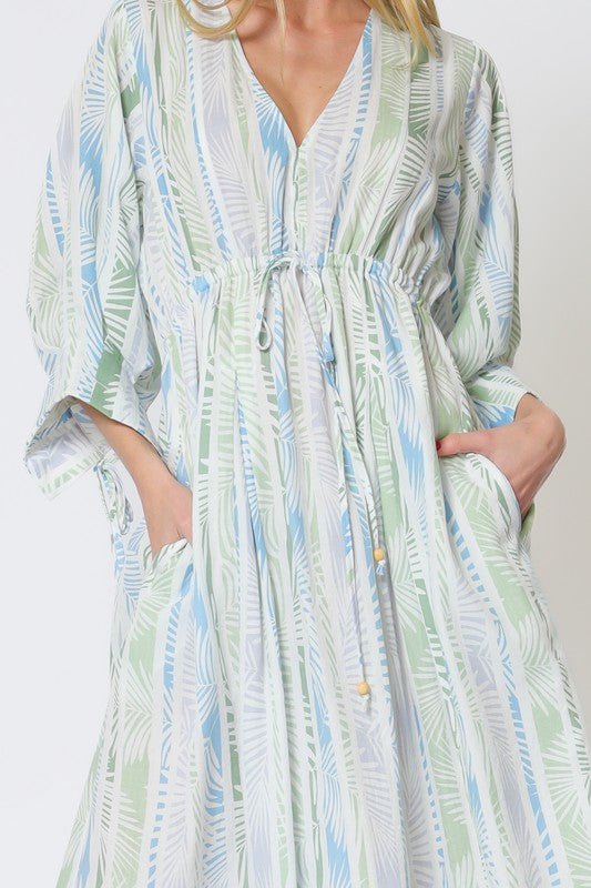 Palm Leaves Caftan Dress