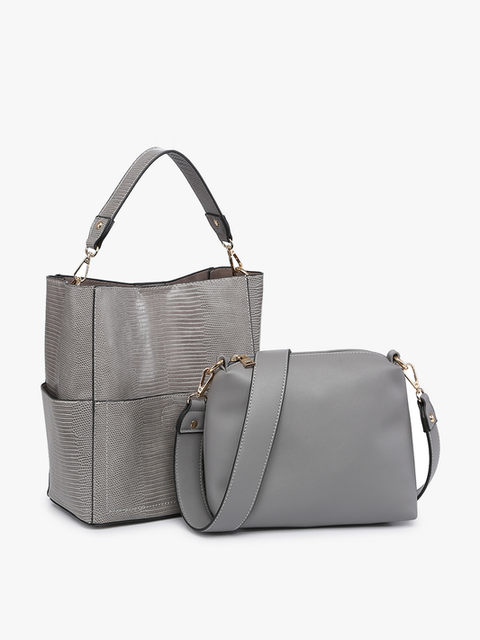 Abby Lizard 2-in-1 Bucket Bag w/ Guitar Strap: Mauve