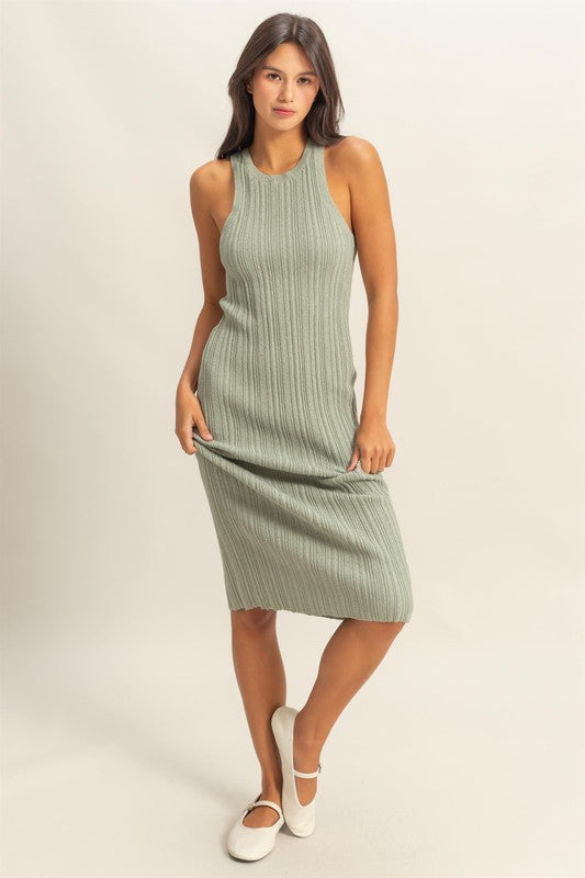 Seafoam Green Ribbed Knit Tank Dress