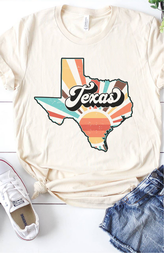 Texas Retro State Graphic Tee-Cream