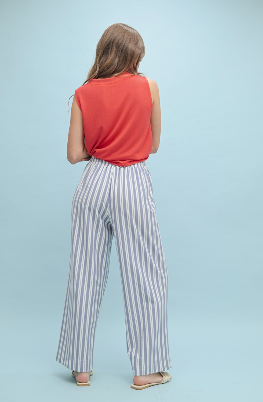 Blue and White Striped Seaside Pants