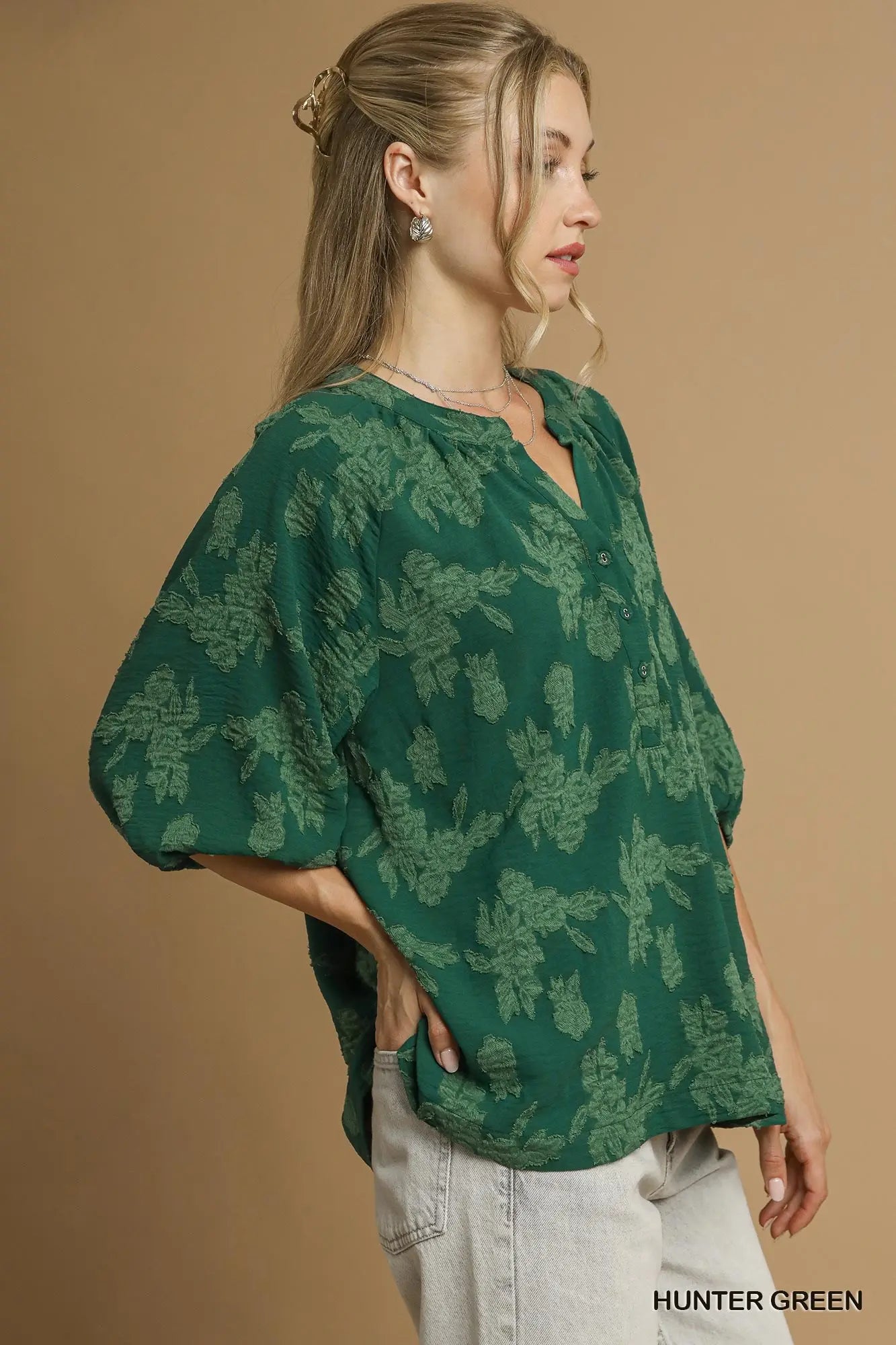 Ivy Green Floral Burnout Top