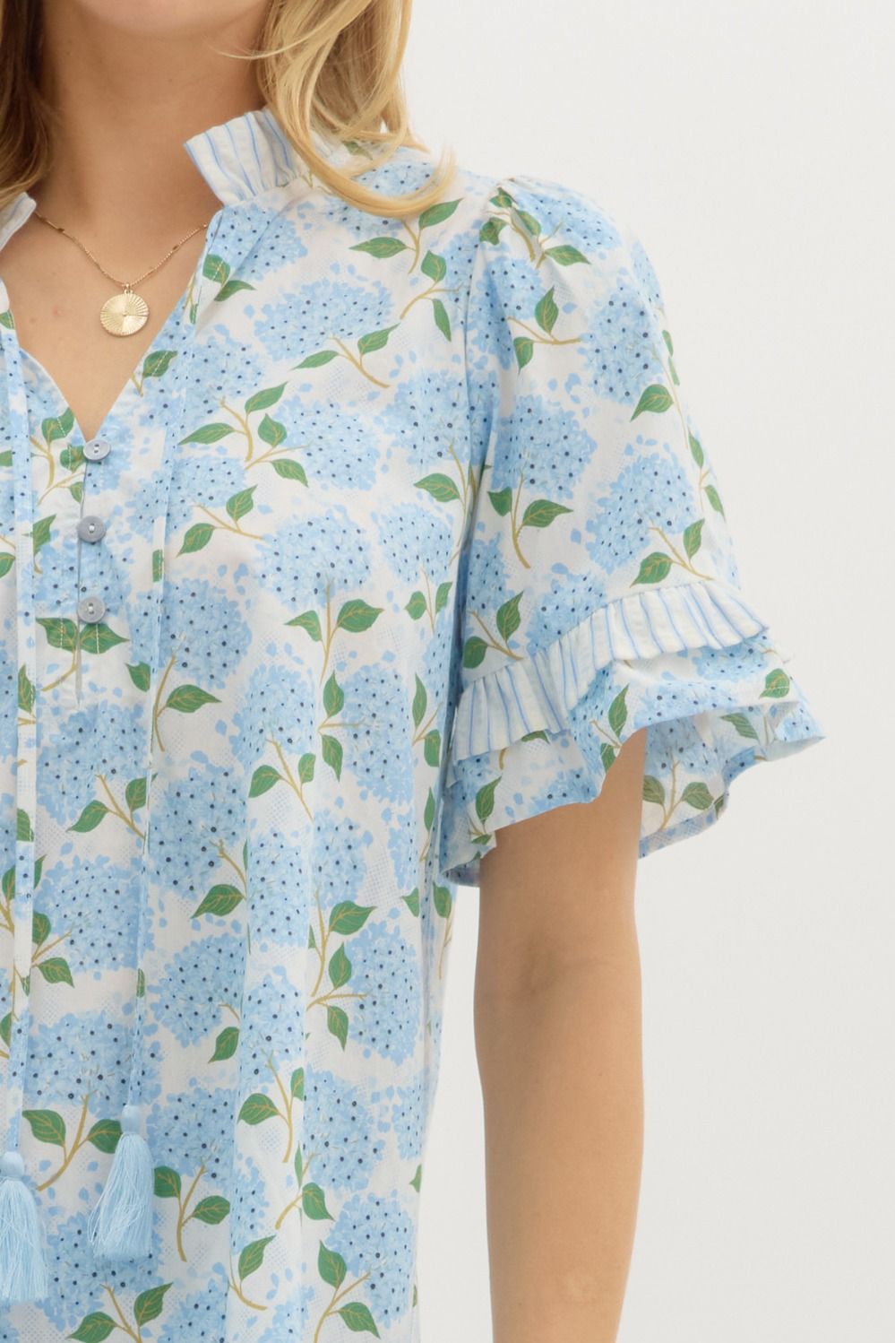 Hydrangeas and Stripes Top