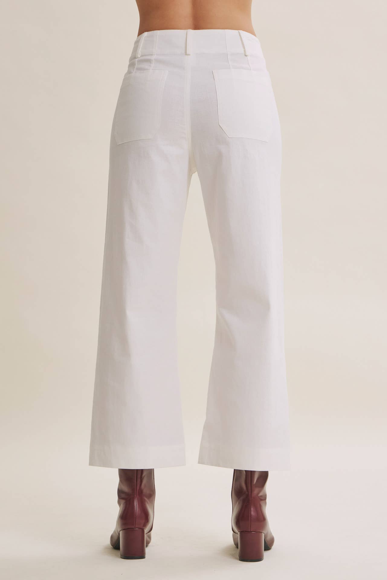 SEASONLESS STRETCHY COTTON LINEN ANKLE PANTS WITH POCKETS