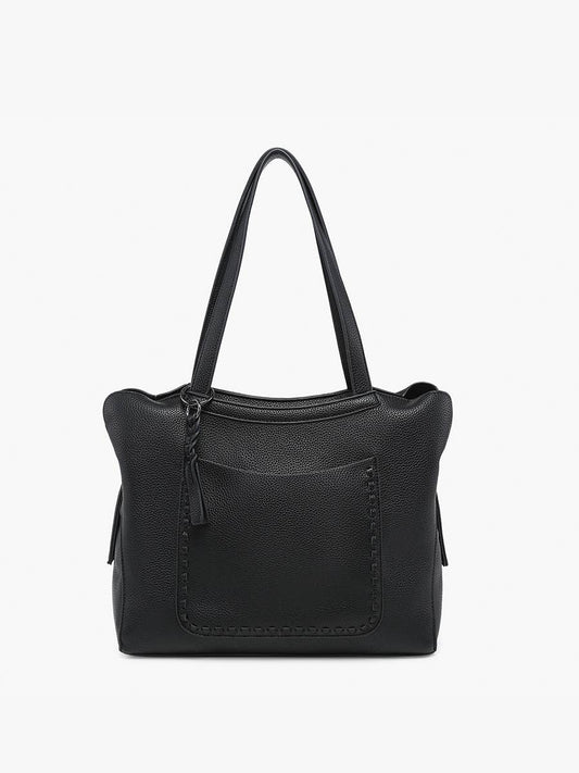 M2601 Hunter Pocket-Front Distressed Tote: Black