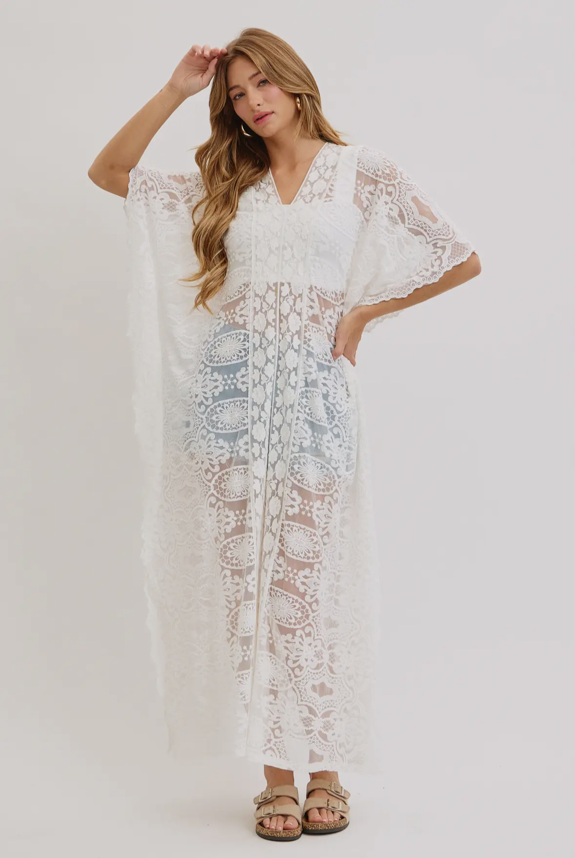 White Lace Caftan Dress or Coverup – Urban Cottage Boutique