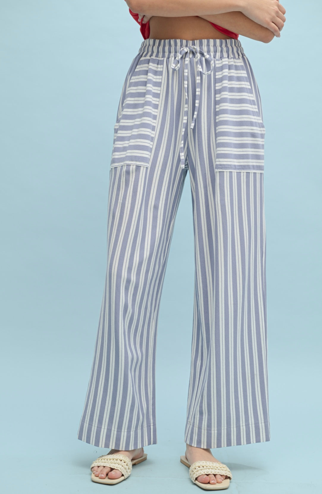 Blue and White Striped Seaside Pants