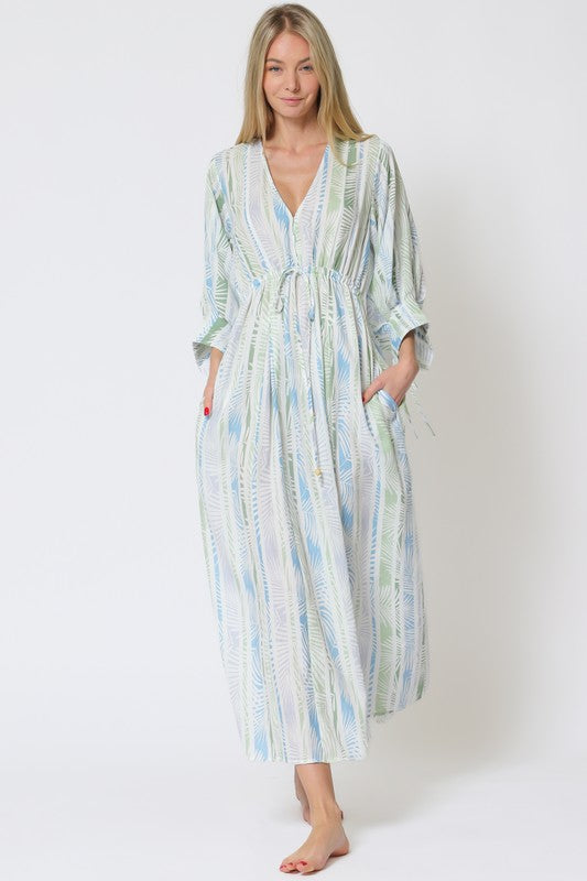 Palm Leaves Caftan Dress