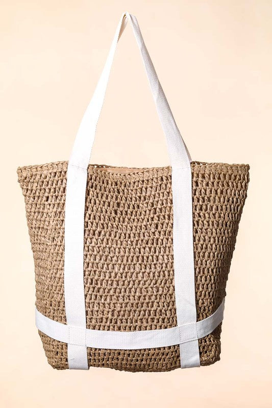 Braided Straw Hat Holder Beach Tote Bag