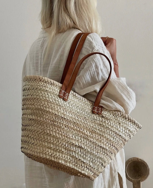 French Market Straw Tote with Two Strap Lengths