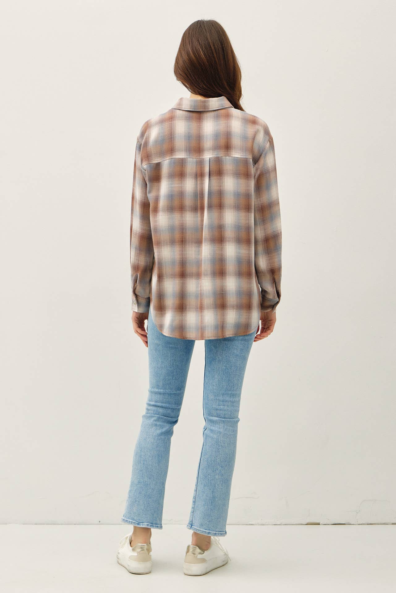 Rust, Grey and Cream Vintage Plaid Button-Up