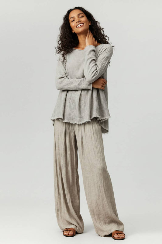 Cotton Gauze Taupe Babydoll Tunic