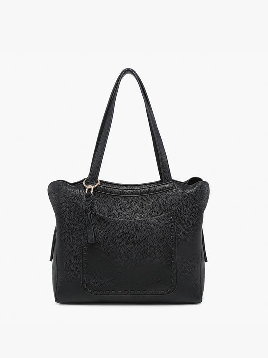 M2601 Hunter Pocket-Front Distressed Tote: Black