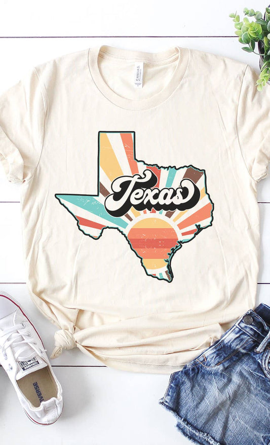 Texas Retro State Graphic Tee-Cream