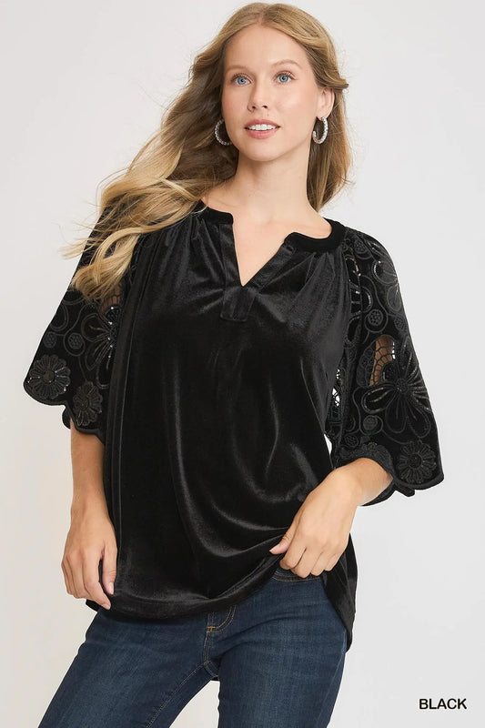 Black Velvet & Lace Top