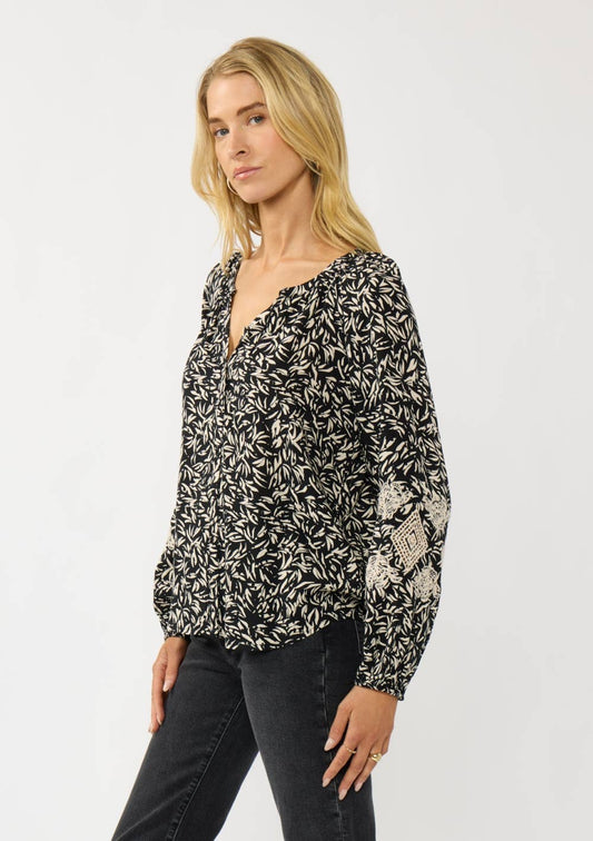 Embroidered Cuff Raglan Blouse