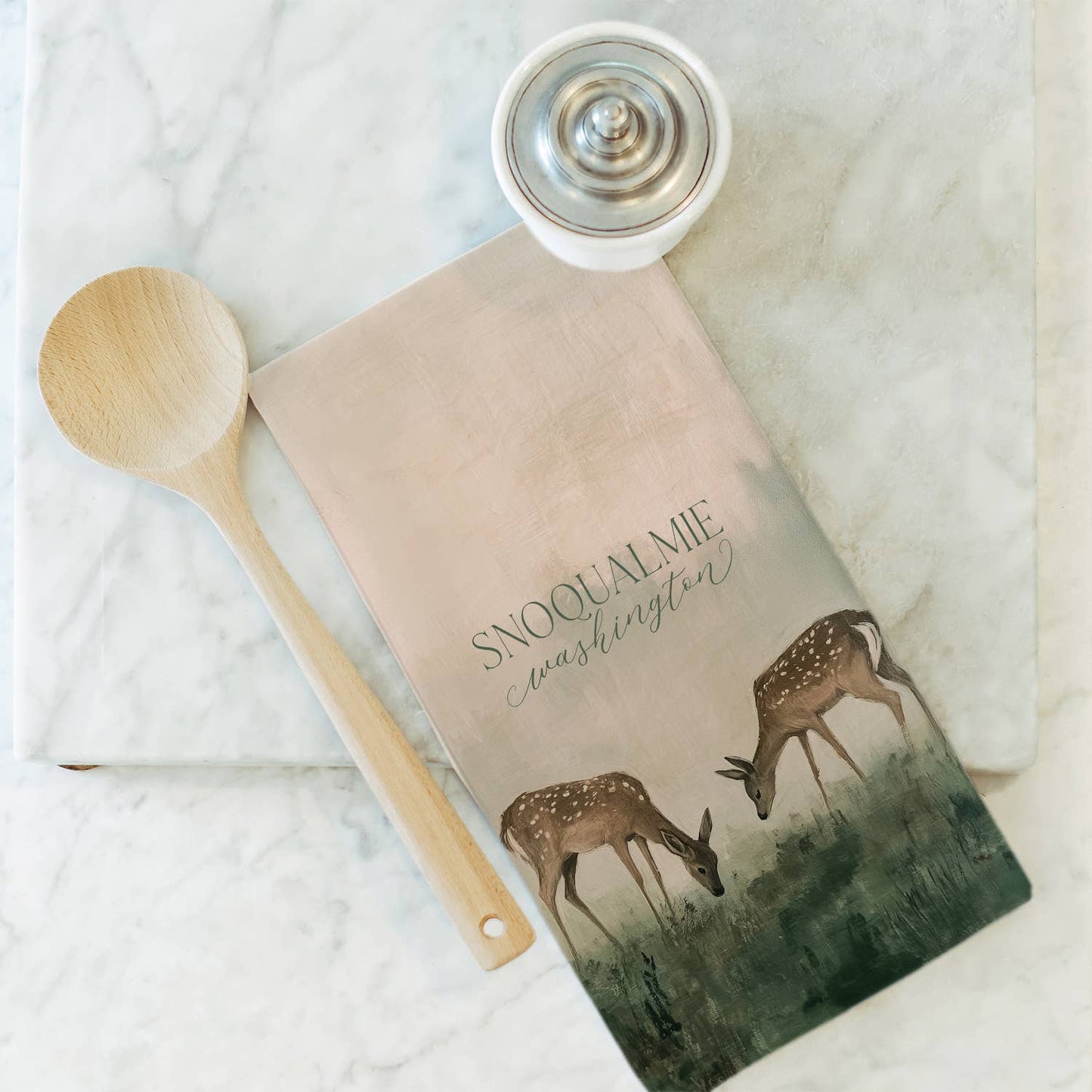 Custom Field of Deer Tea Towel