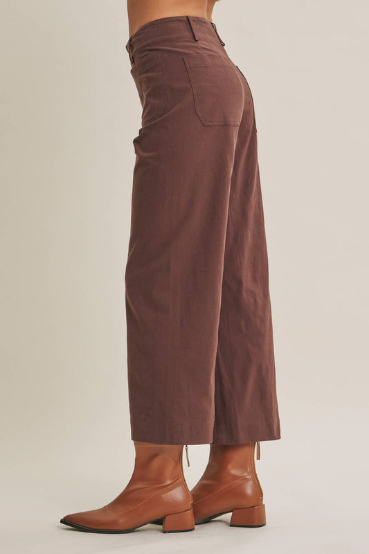 SEASONLESS STRETCHY COTTON LINEN ANKLE PANTS WITH POCKETS