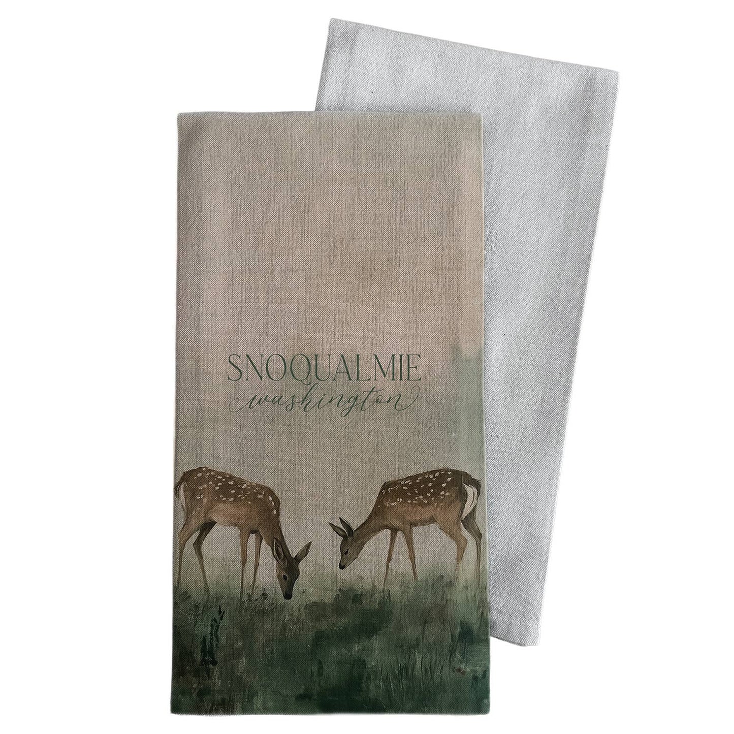 Custom Field of Deer Tea Towel