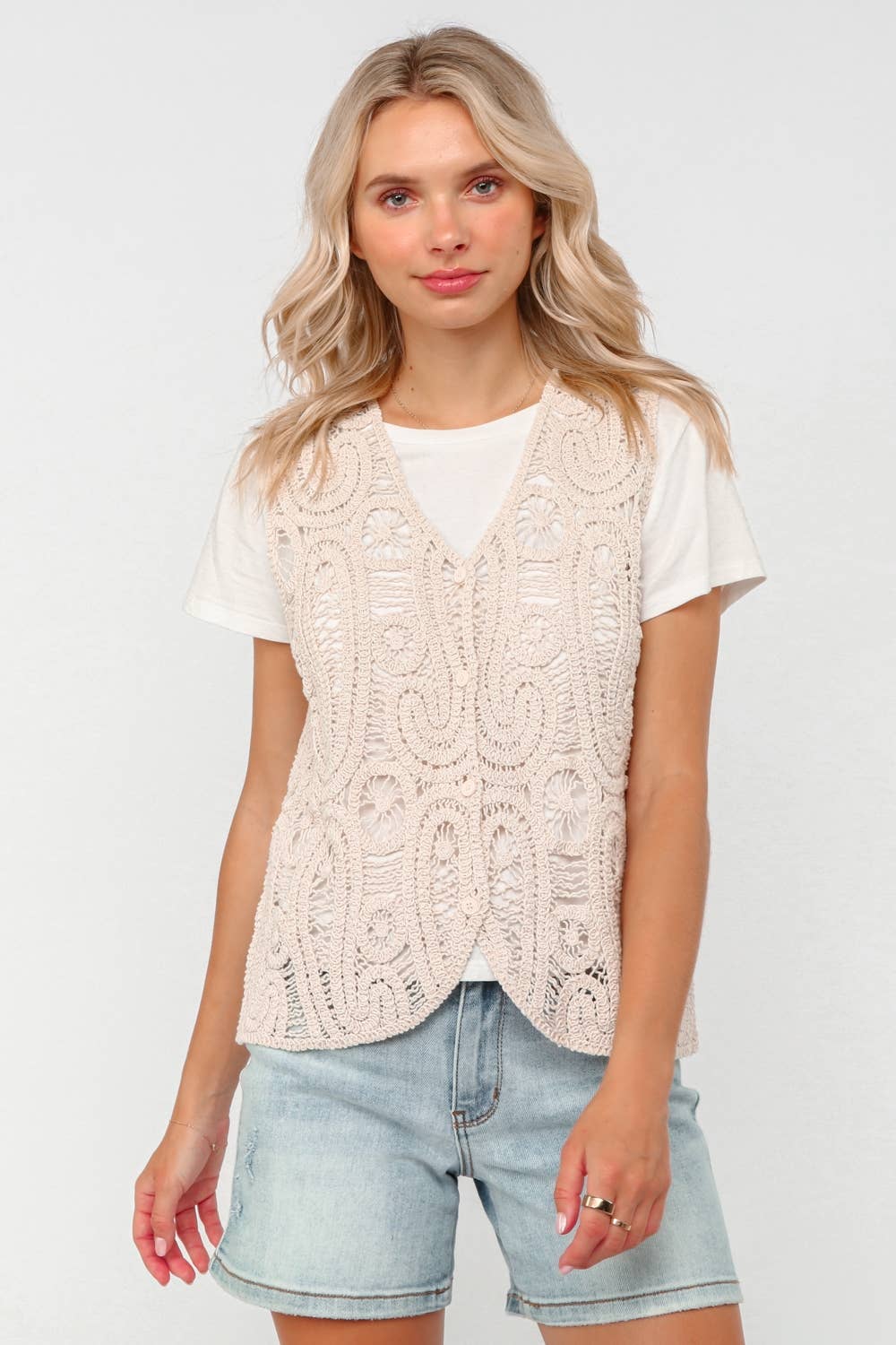 BUTTON DOWN PAISLEY CROCHET VEST