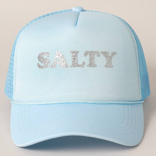 Glitter SALTY Printed Foam Trucker Hat: BLUE / ONE SIZE