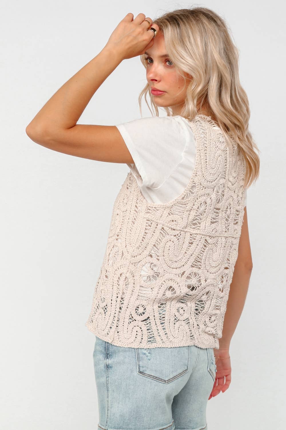 BUTTON DOWN PAISLEY CROCHET VEST