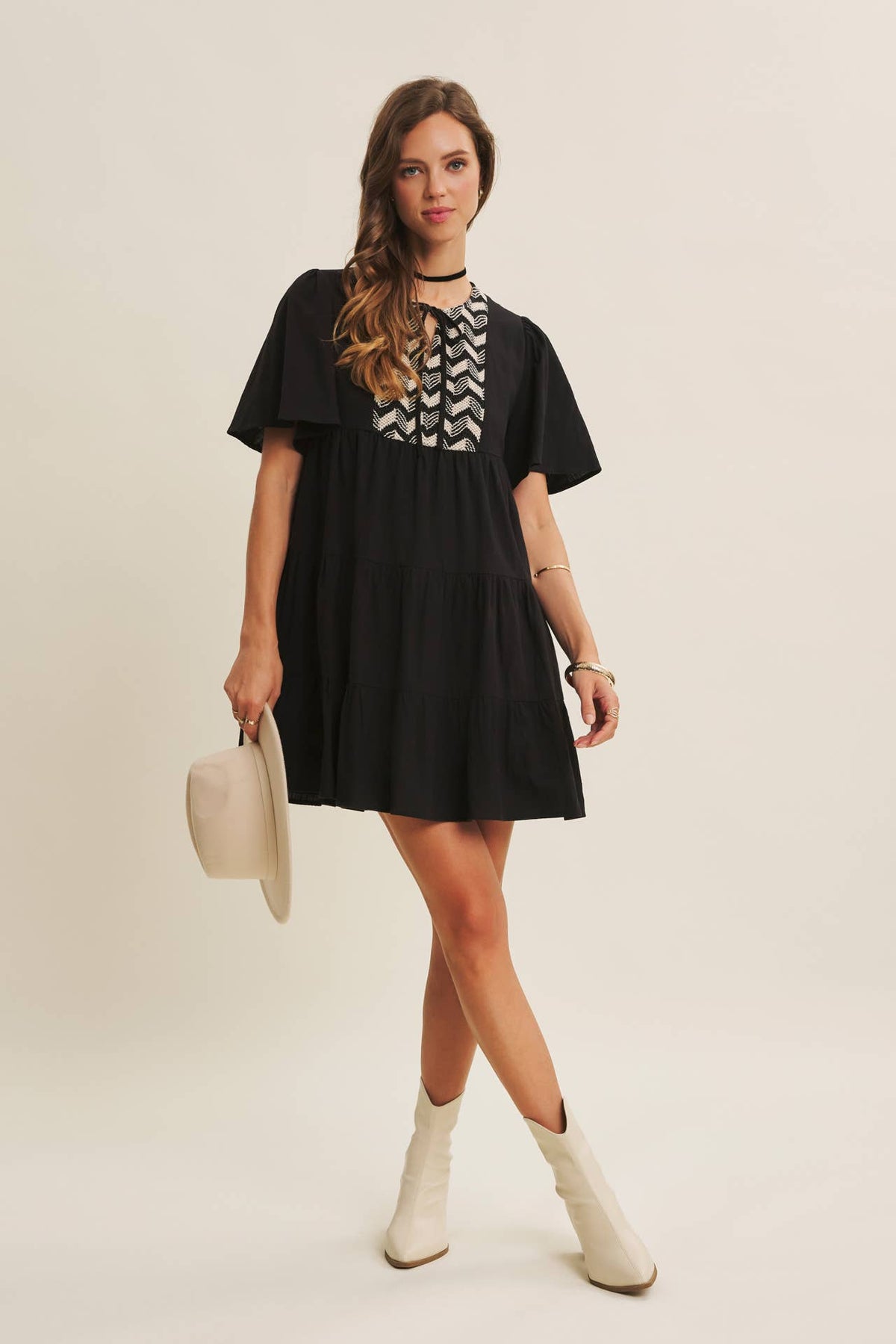 Vintage Crochet Tiered Cotton Babydoll Dress