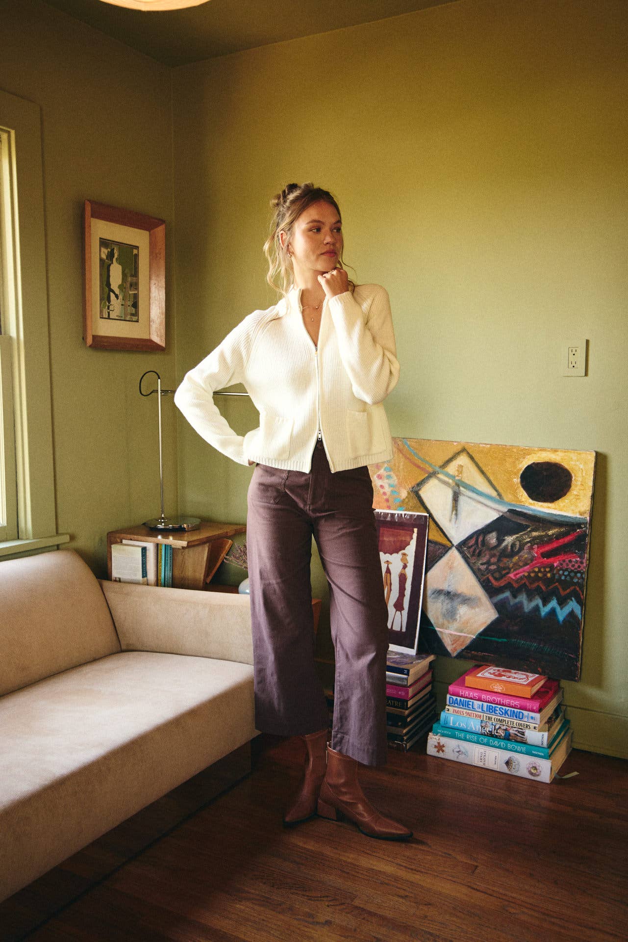 SEASONLESS STRETCHY COTTON LINEN ANKLE PANTS WITH POCKETS