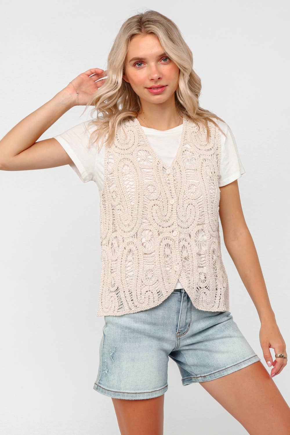 BUTTON DOWN PAISLEY CROCHET VEST
