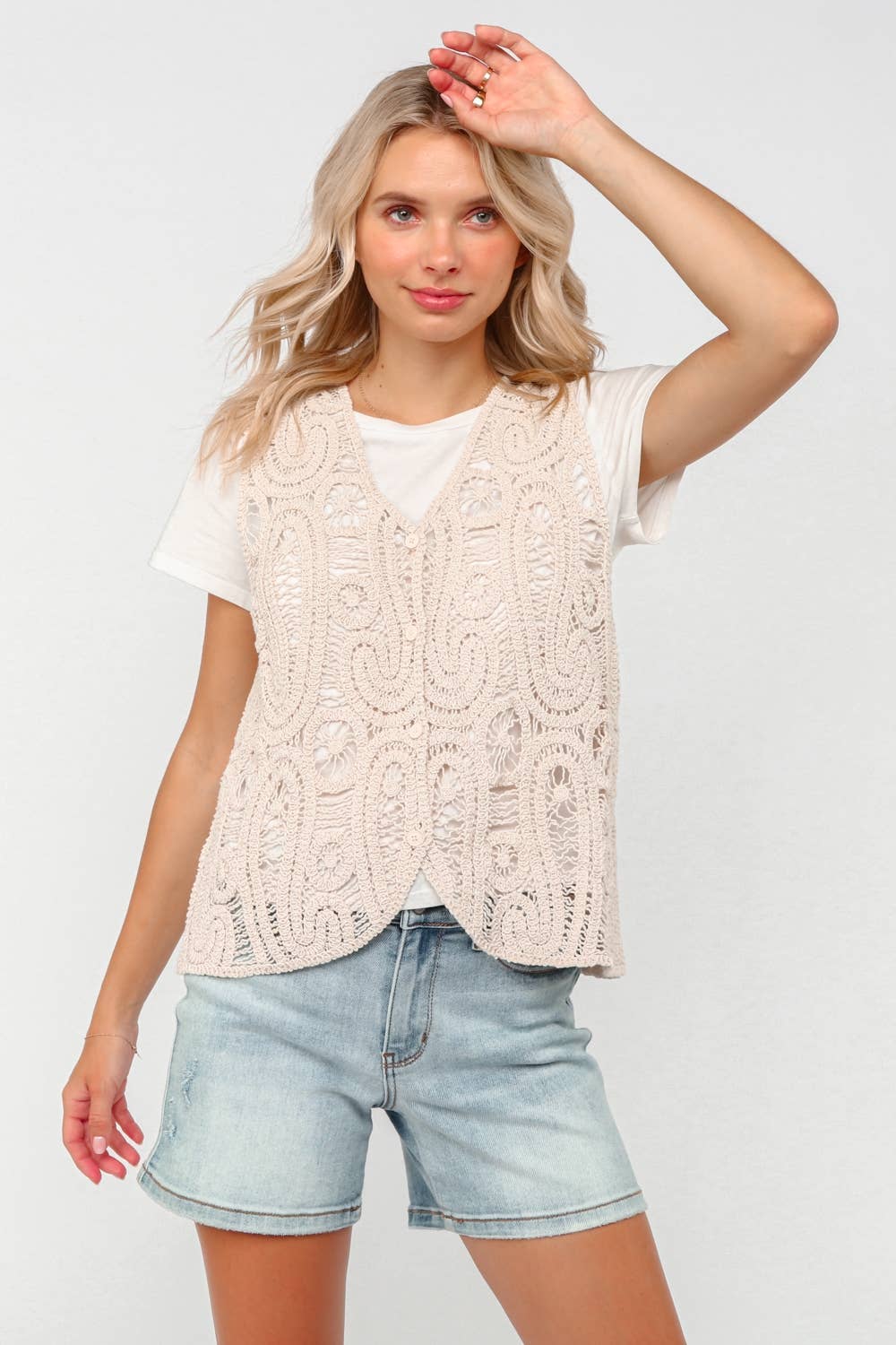 BUTTON DOWN PAISLEY CROCHET VEST