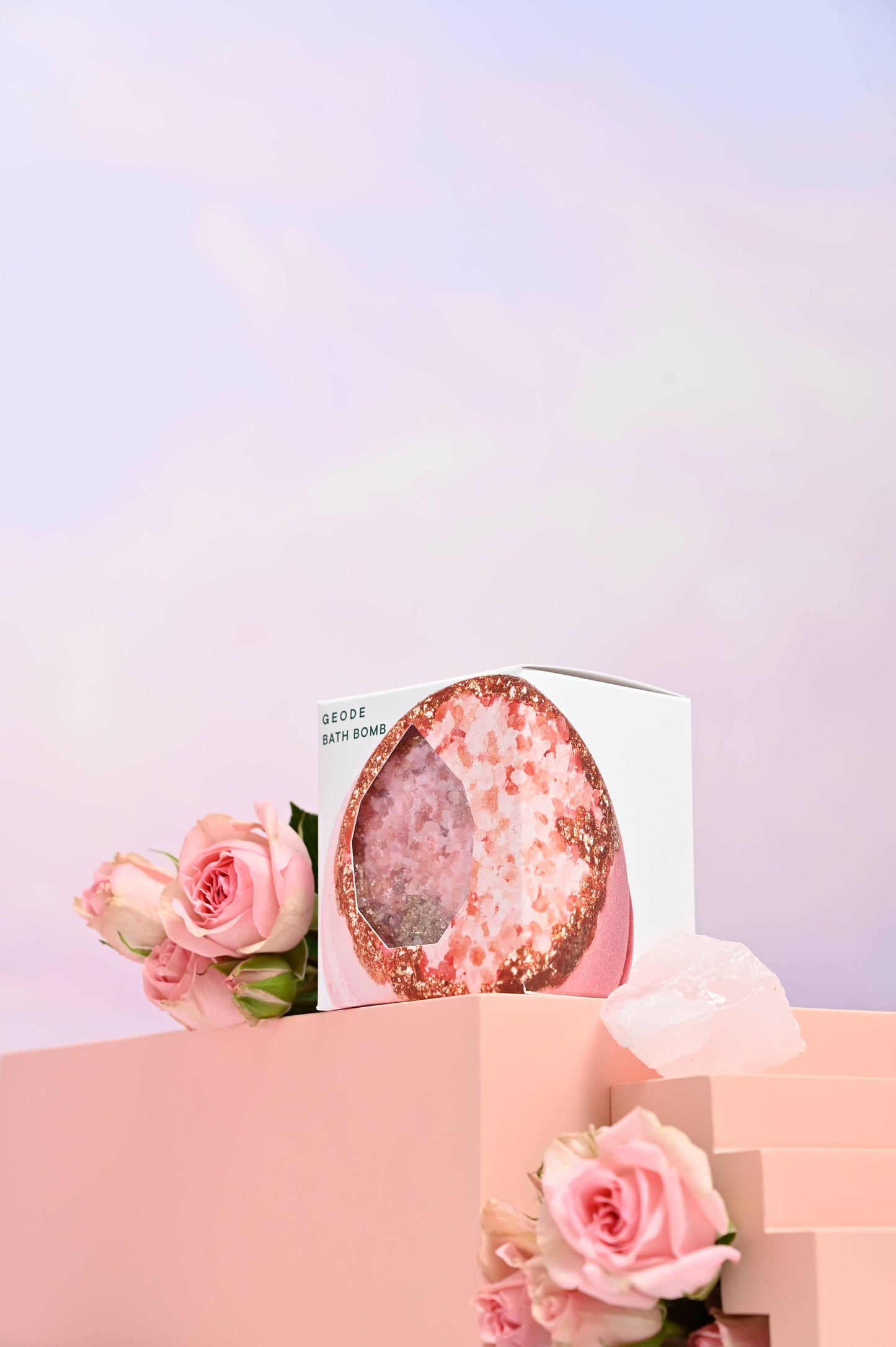 Rose Quartz Crystal Geode Bath Bomb