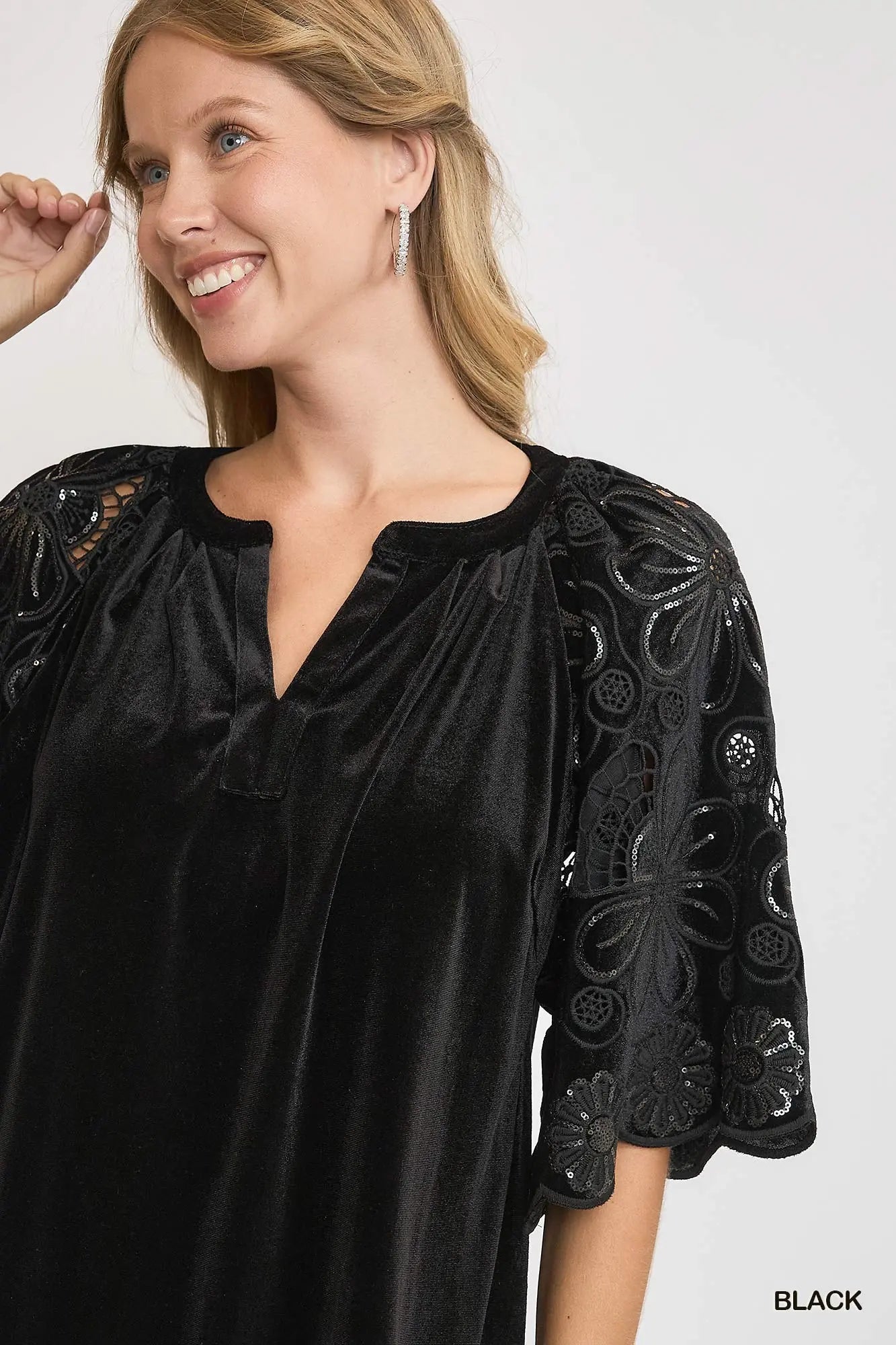 Black Velvet & Lace Top
