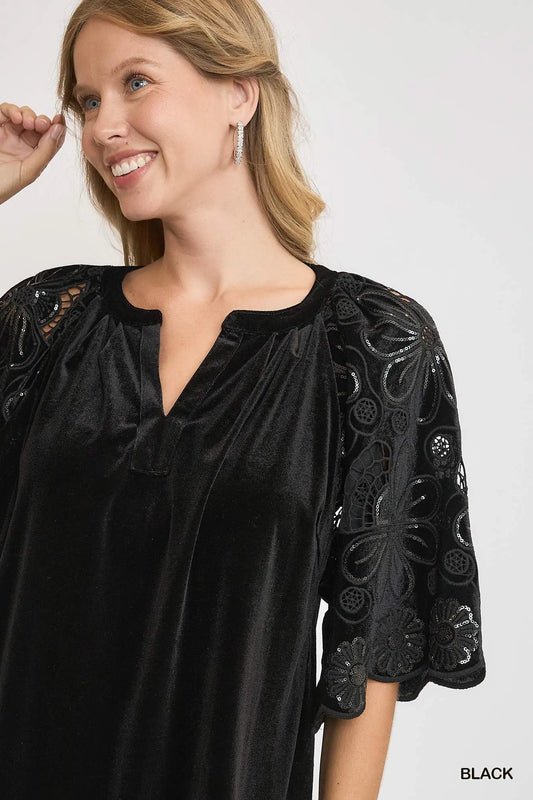 Black Velvet & Lace Top
