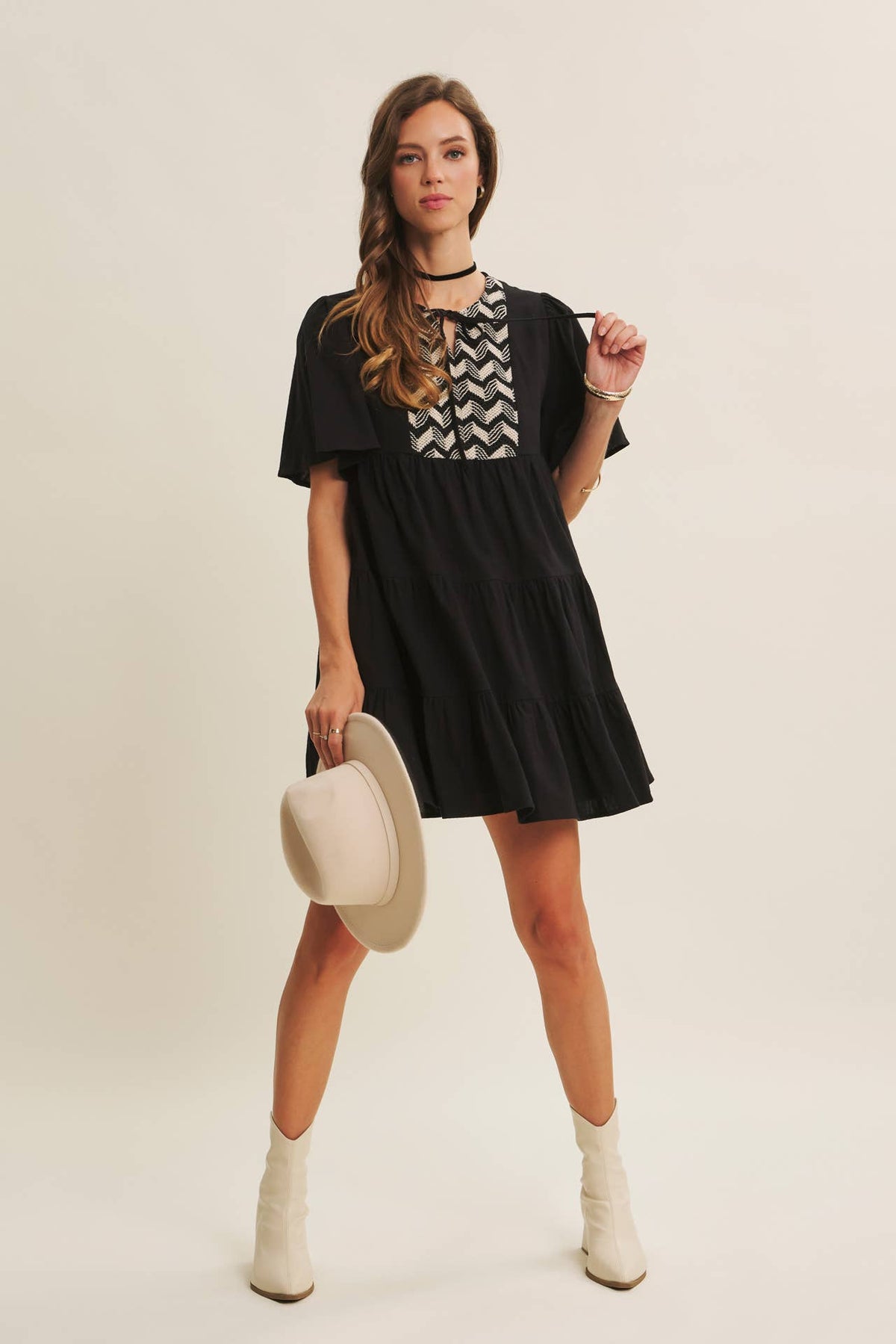 Vintage Crochet Tiered Cotton Babydoll Dress