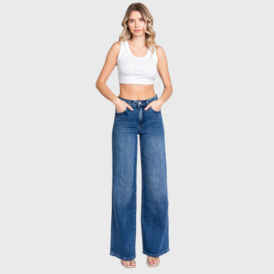 Petra153 High Rise Comfort Stretch Wide Leg Jeans