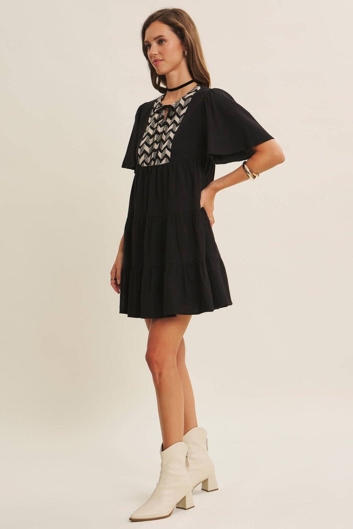 Vintage Crochet Tiered Cotton Babydoll Dress