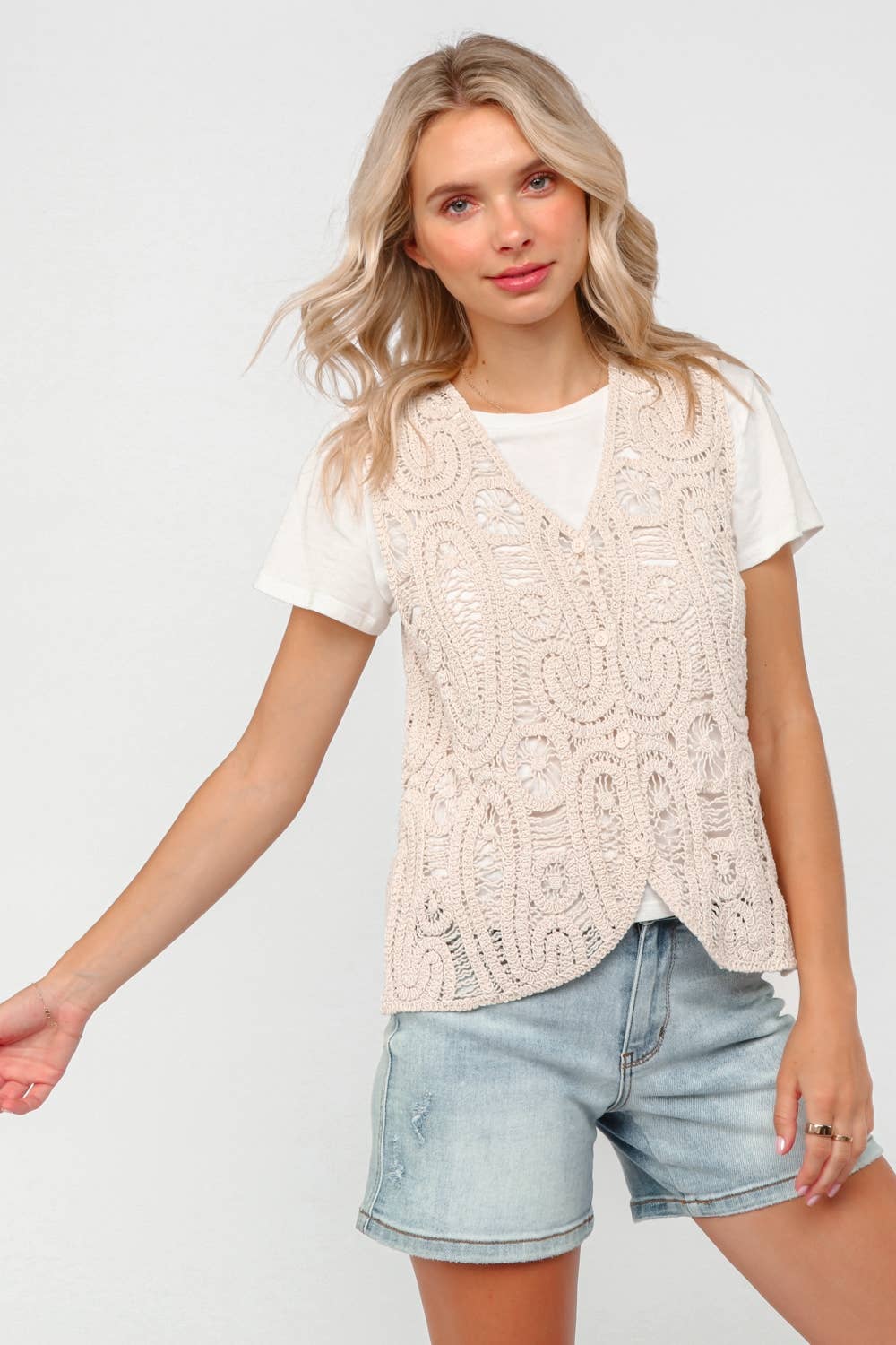 BUTTON DOWN PAISLEY CROCHET VEST