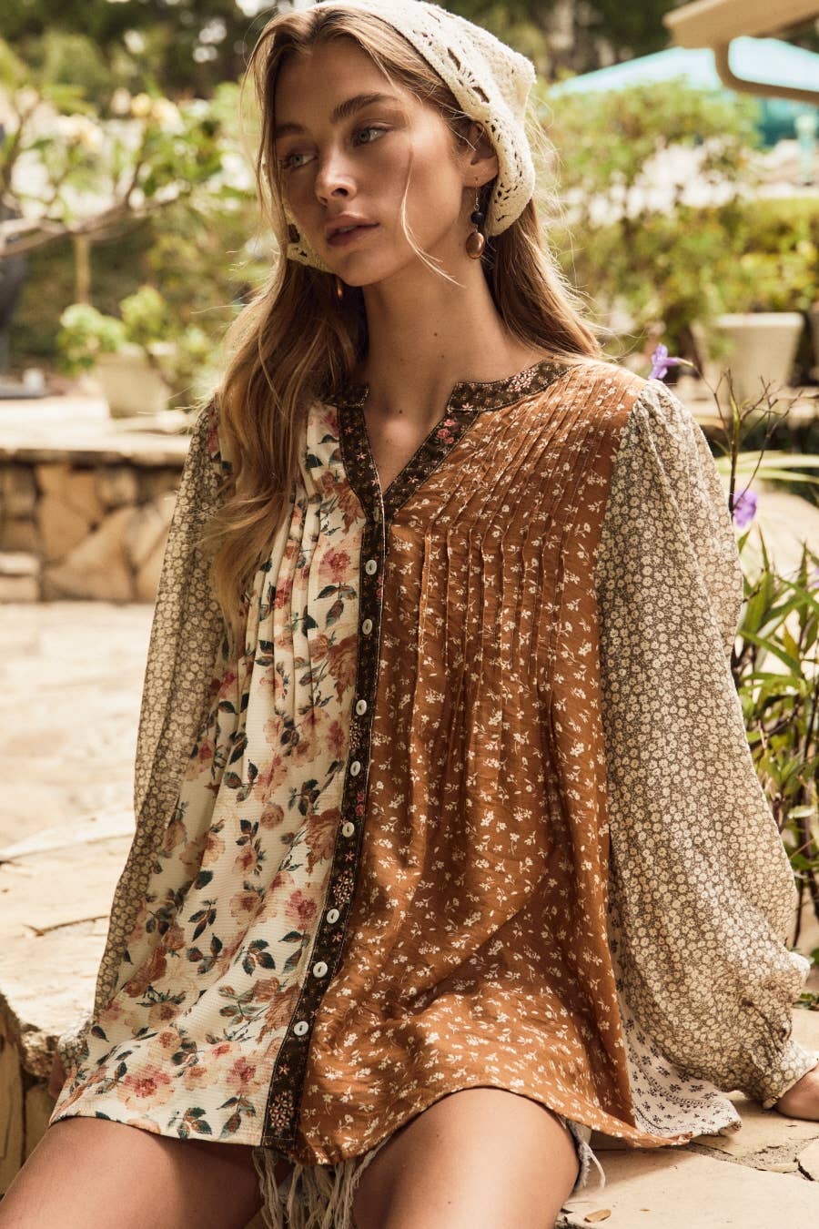 Mixed Floral Print Blouse