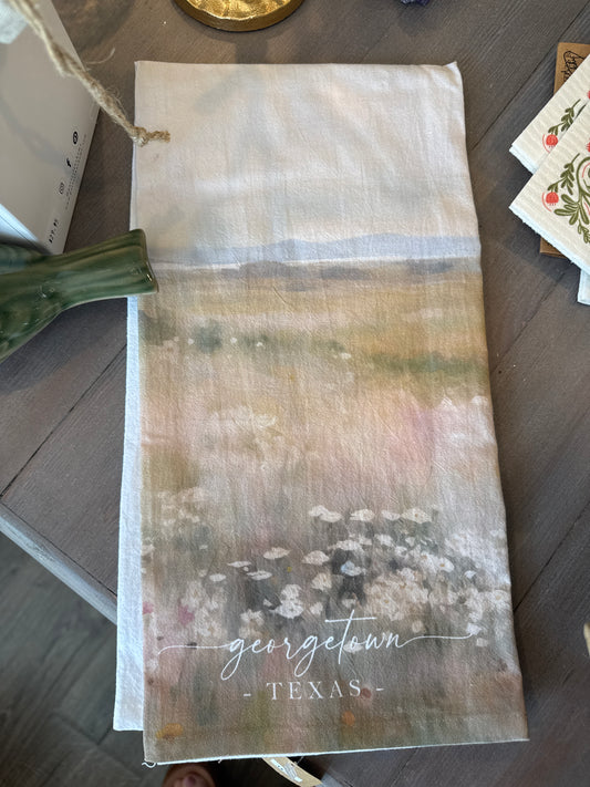 Georgetown Texas Landscape Tea Towel: White • 100% Cotton