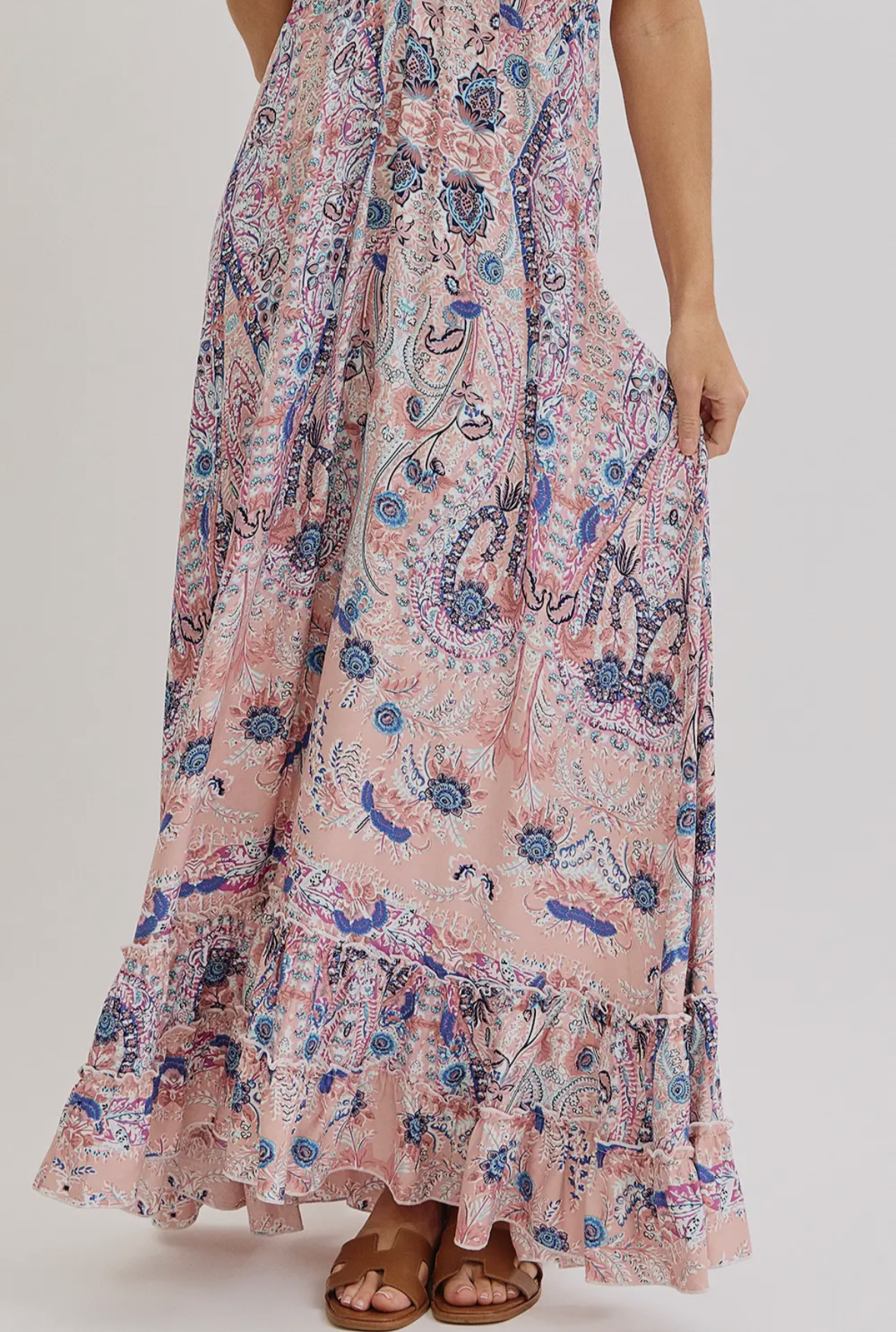 Mauve and Blue Boho Maxi Dress
