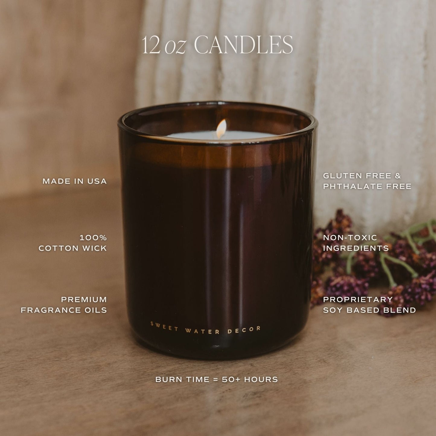 Fall Leaves Soy Candle - Boxed Amber Tinted Glass Jar - 12 oz