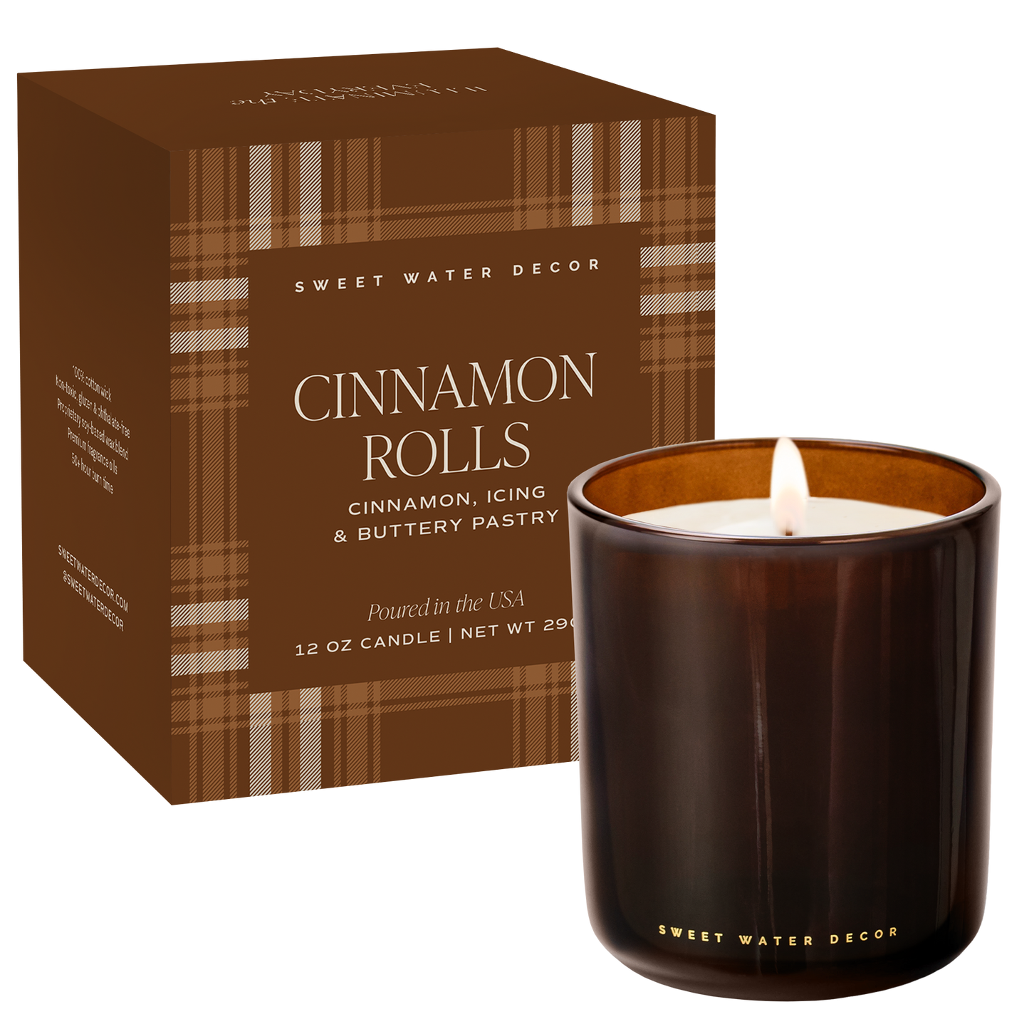 Cinnamon Rolls Soy Candle - Boxed Amber Tinted Glass Jar - 12 oz