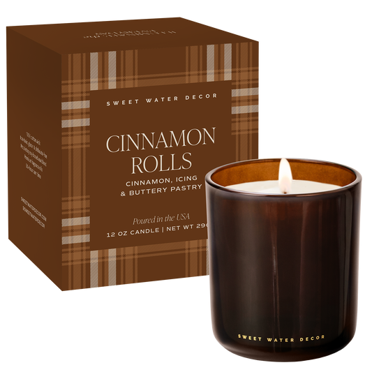 Cinnamon Rolls Soy Candle - Boxed Amber Tinted Glass Jar - 12 oz