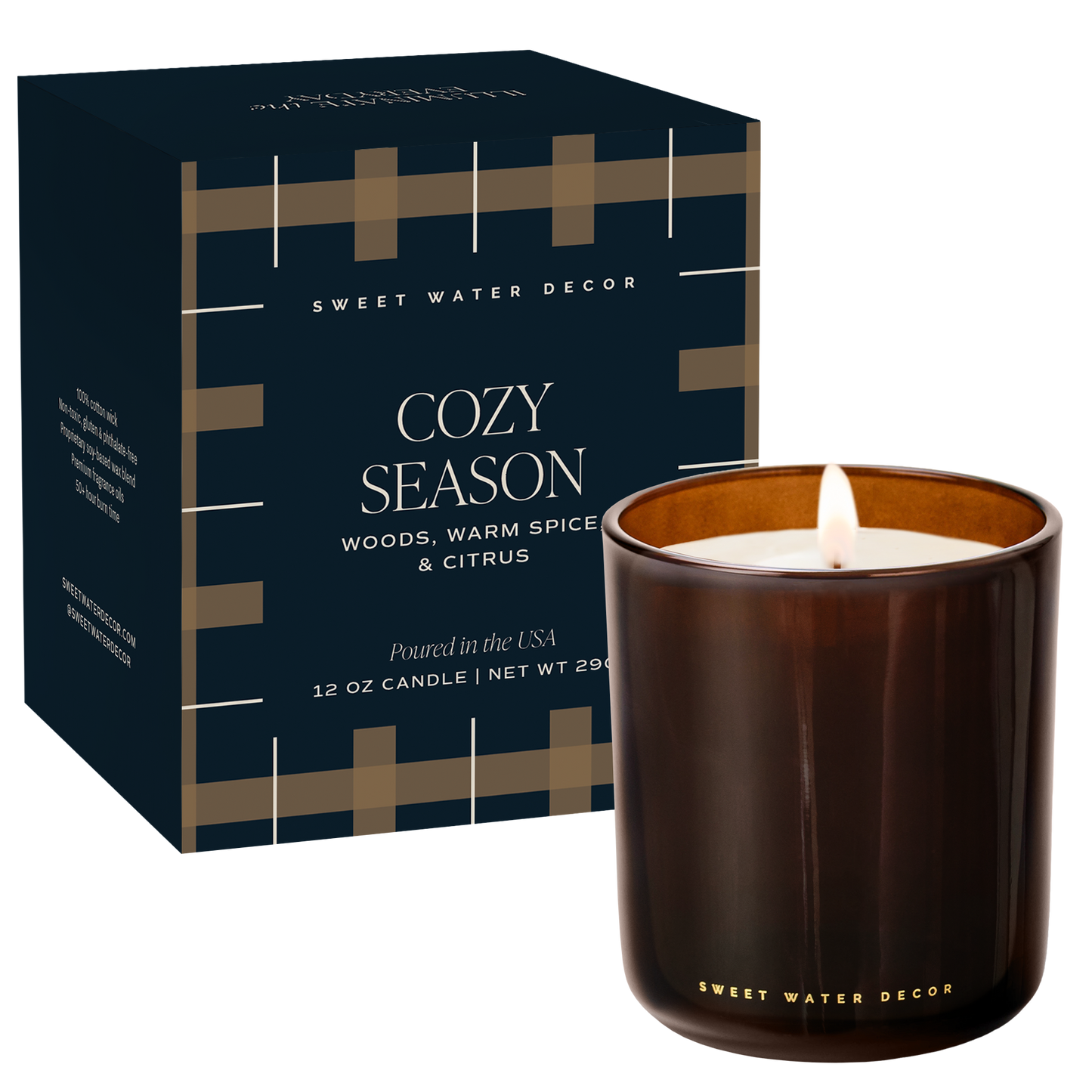 Cozy Season Soy Candle - Boxed Amber Tinted Glass Jar - 12 oz