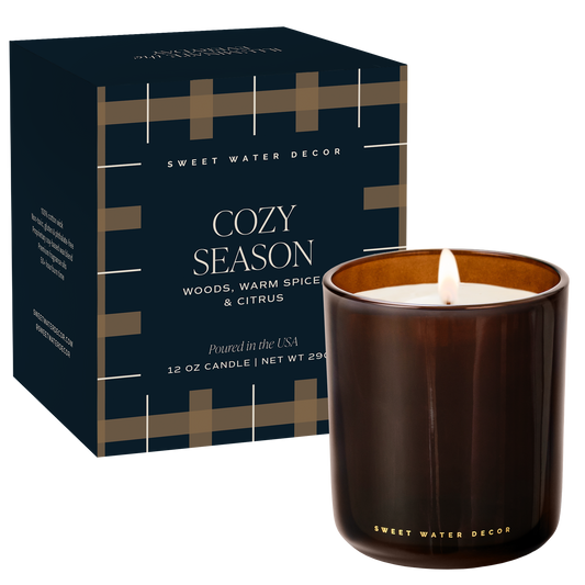 Cozy Season Soy Candle - Boxed Amber Tinted Glass Jar - 12 oz