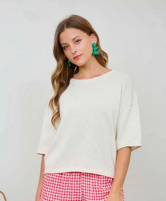 Cream 1/2 Sleeve Sweater