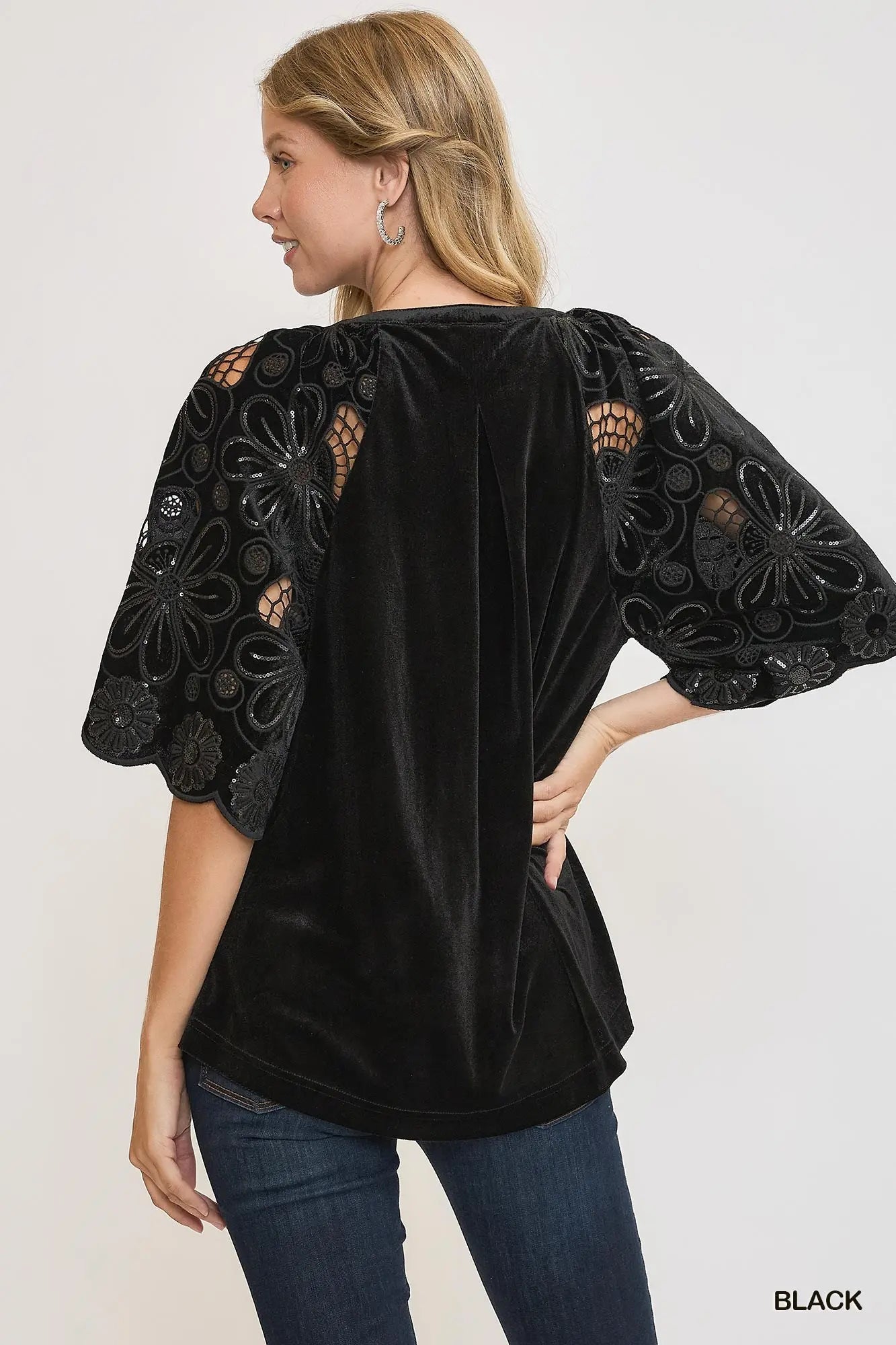 Black Velvet & Lace Top
