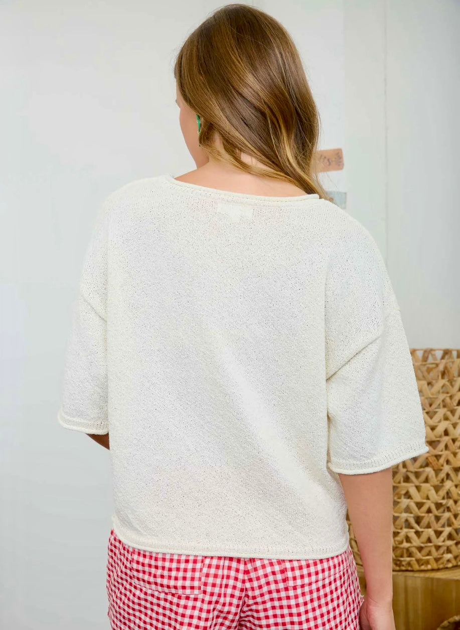 Cream 1/2 Sleeve Sweater